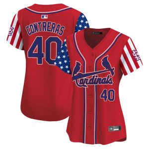 Women's St. Louis Cardinals 2025 Independence Day Vapor Premier Limited Jersey V2 Stitched Red Willson Contreras
