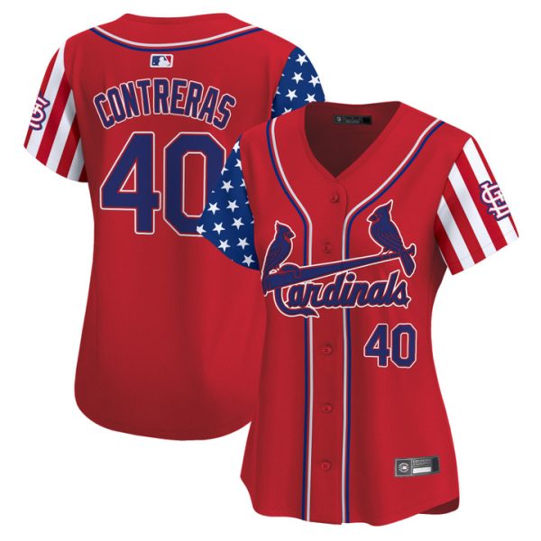 Women's St. Louis Cardinals 2025 Independence Day Vapor Premier Limited Jersey V2 Stitched Red Willson Contreras
