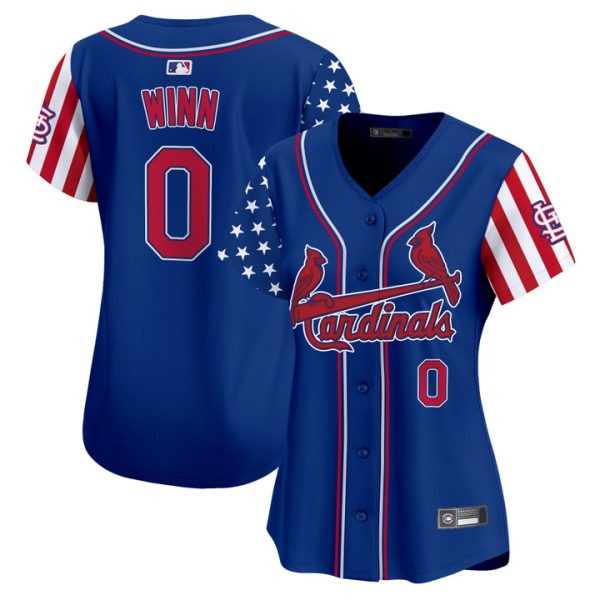 Women's St. Louis Cardinals 2025 Independence Day Vapor Premier Limited Jersey V2 Stitched Royal Masyn Winn