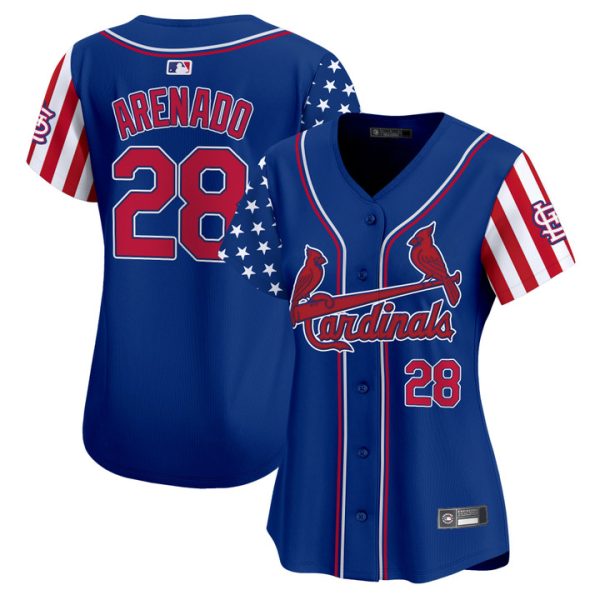 Women's St. Louis Cardinals 2025 Independence Day Vapor Premier Limited Jersey V2 Stitched Royal Nolan Arenado