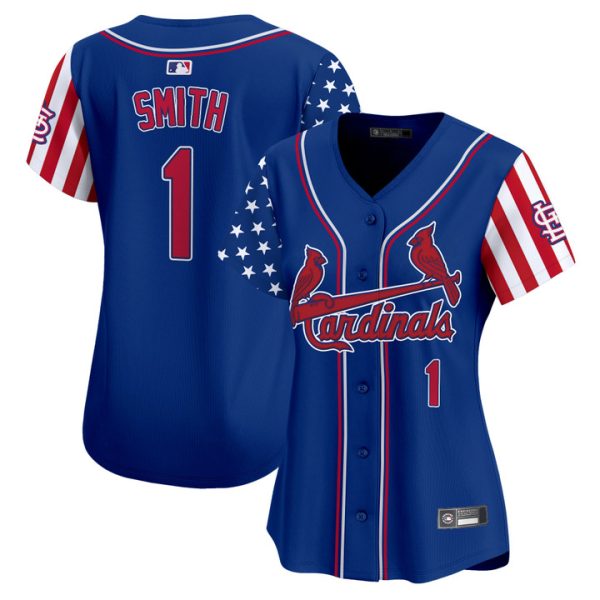 Women's St. Louis Cardinals 2025 Independence Day Vapor Premier Limited Jersey V2 Stitched Royal Ozzie Smith