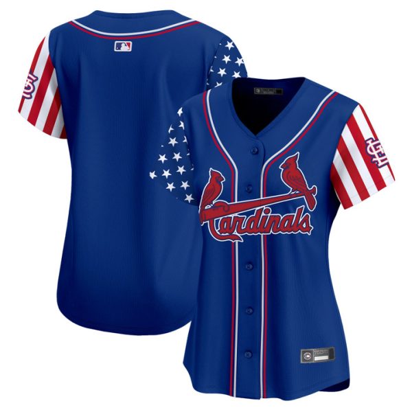 Women's St. Louis Cardinals 2025 Independence Day Vapor Premier Limited Jersey V2 Stitched Royal Team