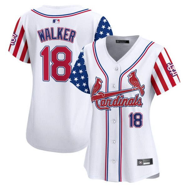 Women's St. Louis Cardinals 2025 Independence Day Vapor Premier Limited Jersey V2 Stitched White Jordan Walker
