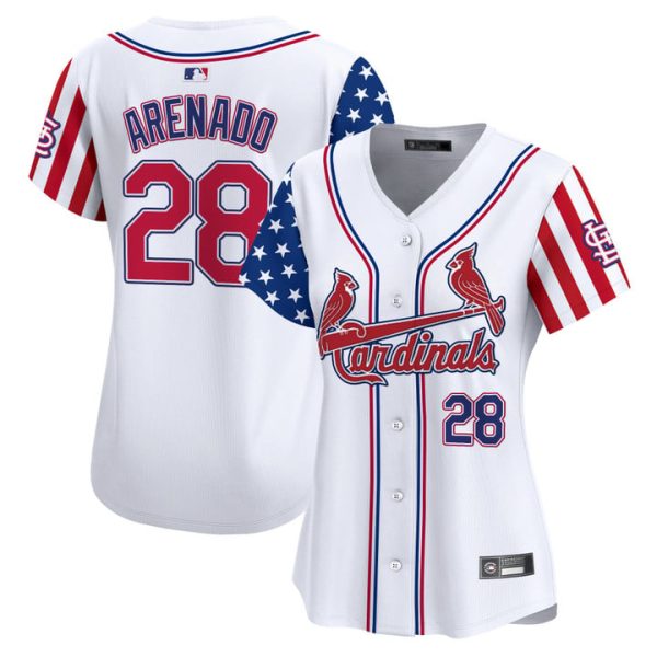 Women's St. Louis Cardinals 2025 Independence Day Vapor Premier Limited Jersey V2 Stitched White Nolan Arenado