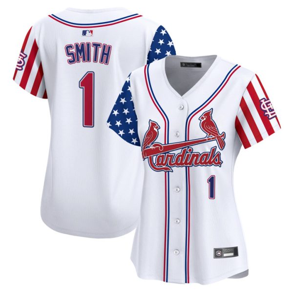 Women's St. Louis Cardinals 2025 Independence Day Vapor Premier Limited Jersey V2 Stitched White Ozzie Smith