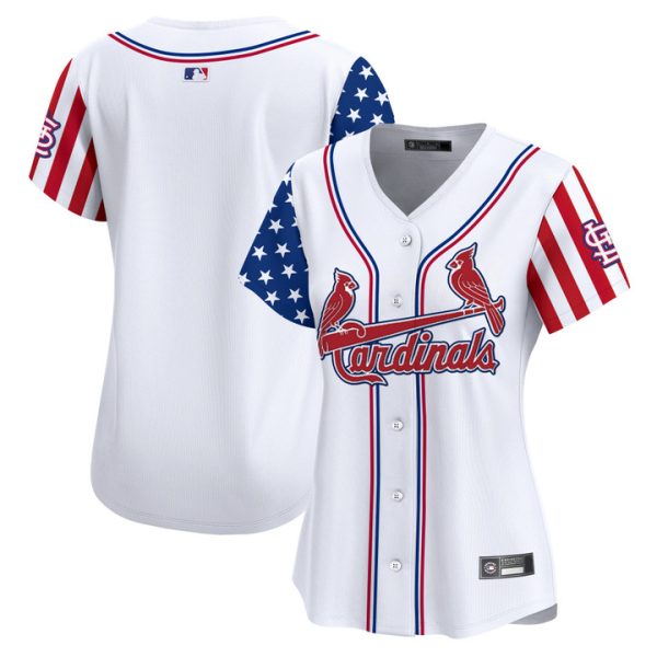 Women's St. Louis Cardinals 2025 Independence Day Vapor Premier Limited Jersey V2 Stitched White Team