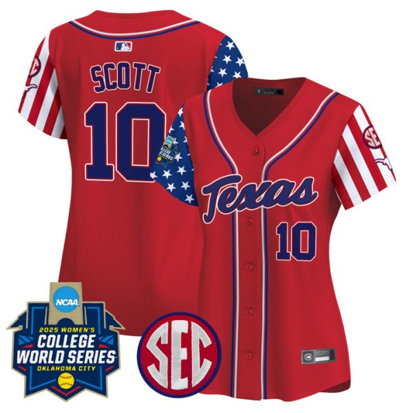Women's Texas Longhorns Softball 2025 Independence Day Vapor Premier Limited Jersey Stitched Red Mia Scott
