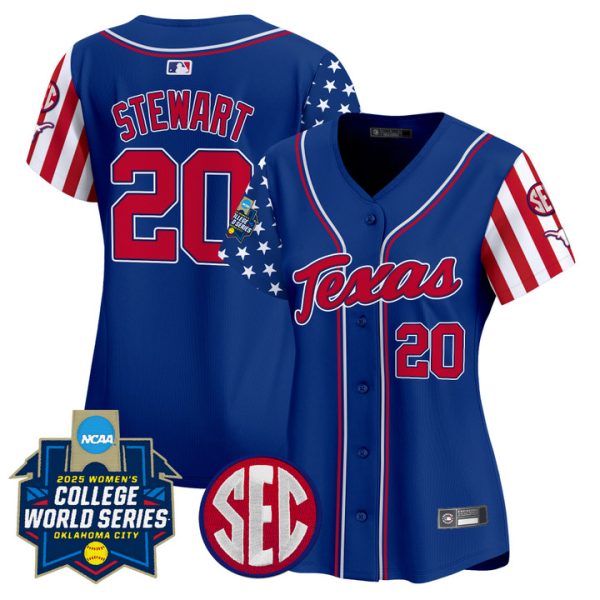 Women's Texas Longhorns Softball 2025 Independence Day Vapor Premier Limited Jersey Stitched Royal Katie Stewart