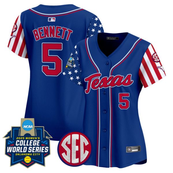 Women's Texas Longhorns Softball 2025 Independence Day Vapor Premier Limited Jersey Stitched Royal Kaydee Bennett