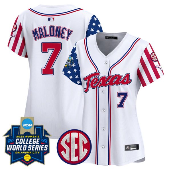 Women's Texas Longhorns Softball 2025 Independence Day Vapor Premier Limited Jersey Stitched White Ashton Maloney