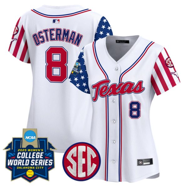 Women's Texas Longhorns Softball 2025 Independence Day Vapor Premier Limited Jersey Stitched White Cat Osterman