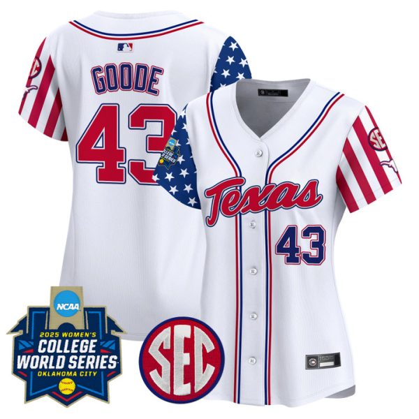 Women's Texas Longhorns Softball 2025 Independence Day Vapor Premier Limited Jersey Stitched White Leighann Goode