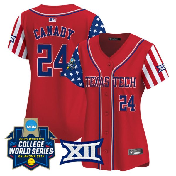Women's Texas Tech Red Raiders Softball 2025 Independence Day Vapor Premier Limited Jersey Stitched Red NiJaree Canady