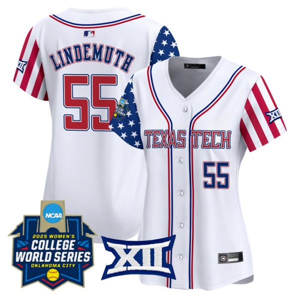 Women's Texas Tech Red Raiders Softball 2025 Independence Day Vapor Premier Limited Jersey Stitched White Bailey Lindemuth