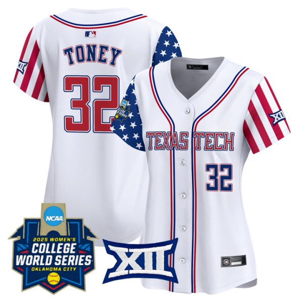 Women's Texas Tech Red Raiders Softball 2025 Independence Day Vapor Premier Limited Jersey Stitched White Hailey Toney