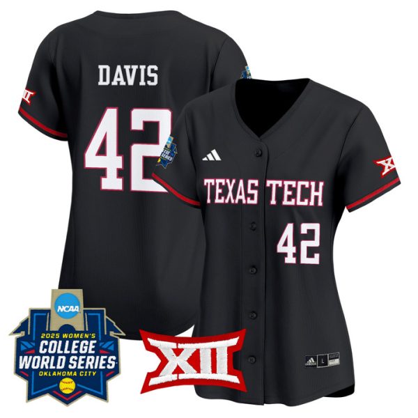 Women's Texas Tech Red Raiders Softball 2025 World Series (WCWS) Vapor Premier Limited Jersey Stitched Black Mihyia Davis