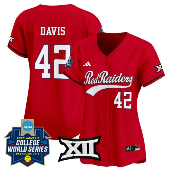 Women's Texas Tech Red Raiders Softball 2025 World Series (WCWS) Vapor Premier Limited Jersey Stitched Red Mihyia Davis