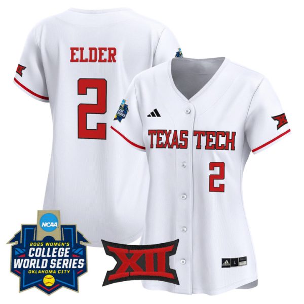 Women's Texas Tech Red Raiders Softball 2025 World Series (WCWS) Vapor Premier Limited Jersey Stitched White Demi Elder