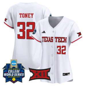 Women's Texas Tech Red Raiders Softball 2025 World Series (WCWS) Vapor Premier Limited Jersey Stitched White Hailey Toney