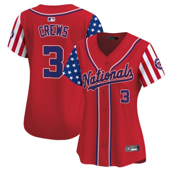 Women's Washington Nationals 2025 Independence Day Vapor Premier Limited Jersey Stitched Red Dylan Crews