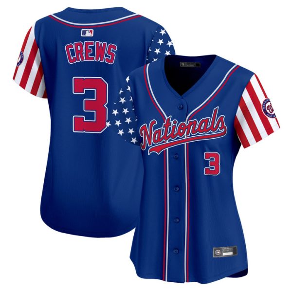 Women's Washington Nationals 2025 Independence Day Vapor Premier Limited Jersey Stitched Royal Dylan Crews