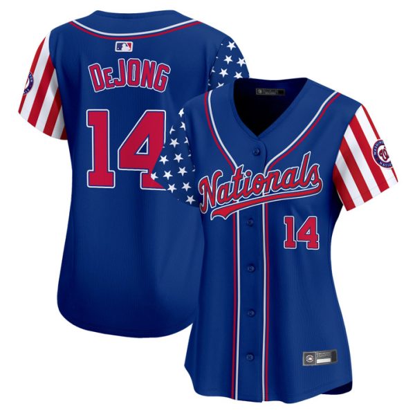 Women's Washington Nationals 2025 Independence Day Vapor Premier Limited Jersey Stitched Royal Paul DeJong