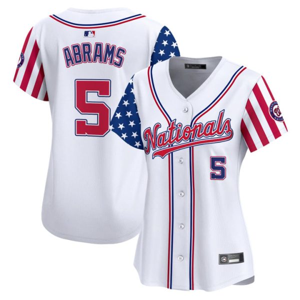 Women's Washington Nationals 2025 Independence Day Vapor Premier Limited Jersey Stitched White CJ Abrams