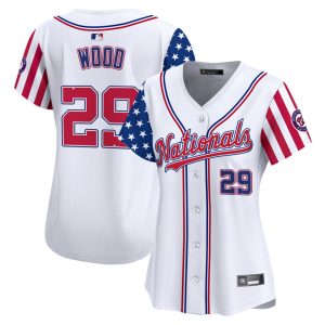 Women's Washington Nationals 2025 Independence Day Vapor Premier Limited Jersey Stitched White James Wood