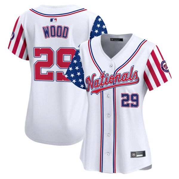 Women's Washington Nationals 2025 Independence Day Vapor Premier Limited Jersey Stitched White James Wood