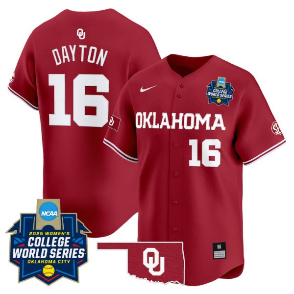 size - Oklahoma Sooners Softball 2025 World Series (WCWS) Vapor Premier Limited Jersey Stitched Crimson Abigale Dayton