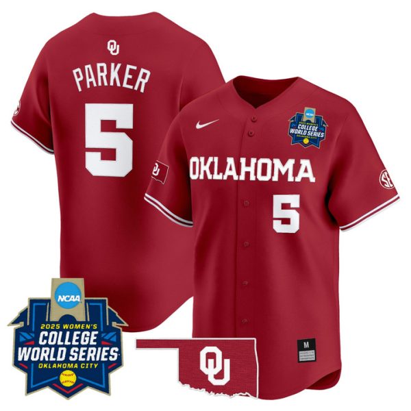 size - Oklahoma Sooners Softball 2025 World Series (WCWS) Vapor Premier Limited Jersey Stitched Crimson Ella Parker