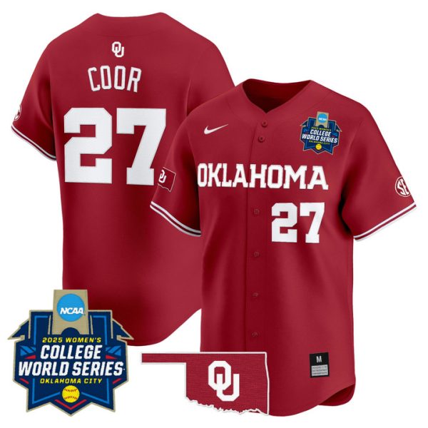 size - Oklahoma Sooners Softball 2025 World Series (WCWS) Vapor Premier Limited Jersey Stitched Crimson Hannah Coor