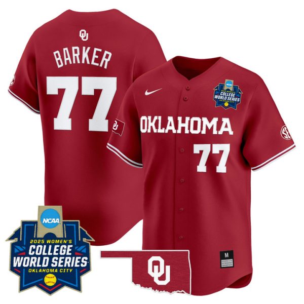size - Oklahoma Sooners Softball 2025 World Series (WCWS) Vapor Premier Limited Jersey Stitched Crimson Sydney Barker