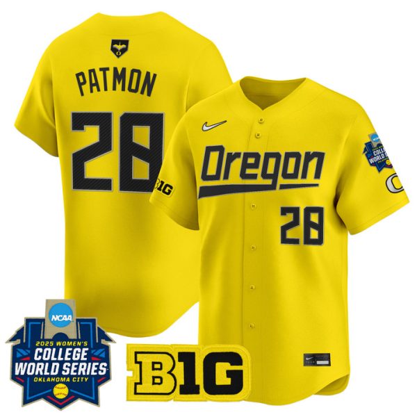 size - Oregon Ducks Softball 2025 World Series (WCWS) Vapor Premier Limited Jersey Stitched Yellow Dezianna Patmon