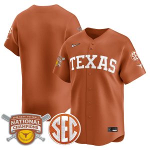 size - Texas Longhorns 2025 Softball National Champions Vapor Premier Limited Jersey Stitched Orange Team