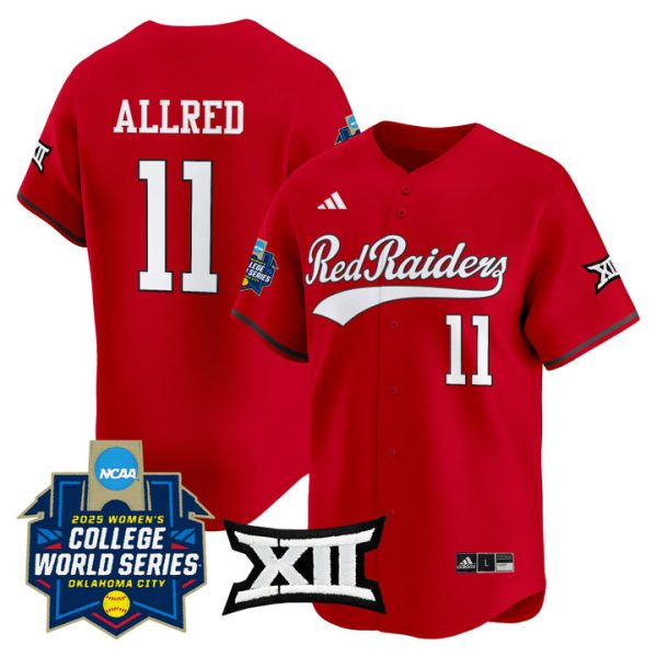 size - Texas Tech Red Raiders Softball 2025 World Series (WCWS) Vapor Premier Limited Jersey Stitched Red Lauren Allred