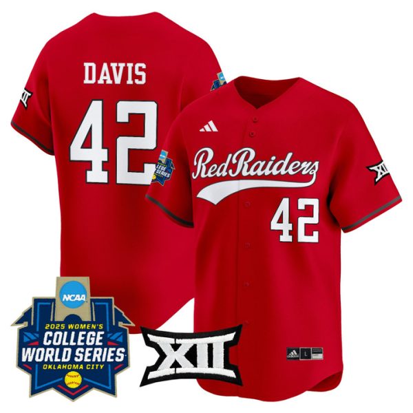 size - Texas Tech Red Raiders Softball 2025 World Series (WCWS) Vapor Premier Limited Jersey Stitched Red Mihyia Davis