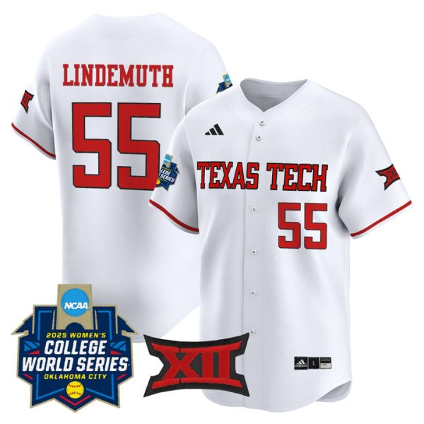 size - Texas Tech Red Raiders Softball 2025 World Series (WCWS) Vapor Premier Limited Jersey Stitched White Bailey Lindemuth