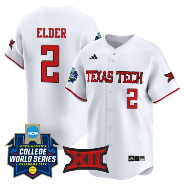 size - Texas Tech Red Raiders Softball 2025 World Series (WCWS) Vapor Premier Limited Jersey Stitched White Demi Elder