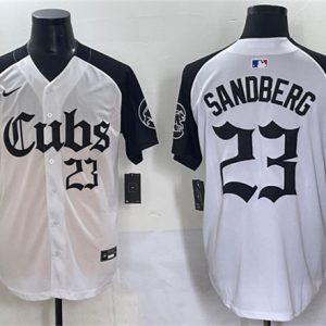 Chicago Cubs #23 Ryne Sandberg White/Black 'Gothic North Side Edition' Vapor Premier Limited Stitched Baseball Jersey