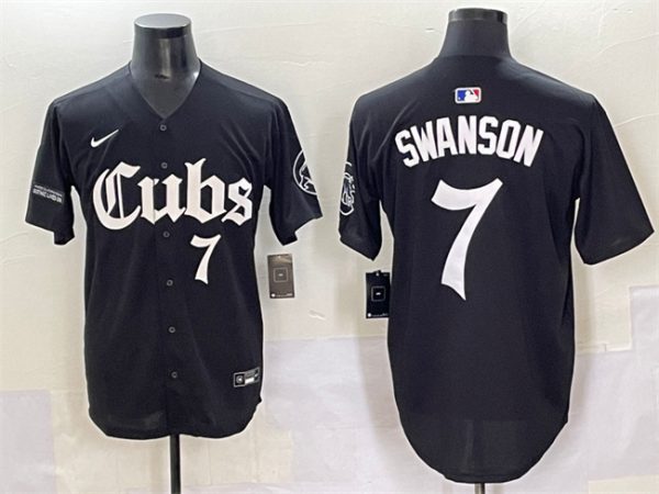 Chicago Cubs #7 Dansby Swanson Black 'Gothic North Side Edition' Vapor Premier Limited Stitched Baseball Jersey