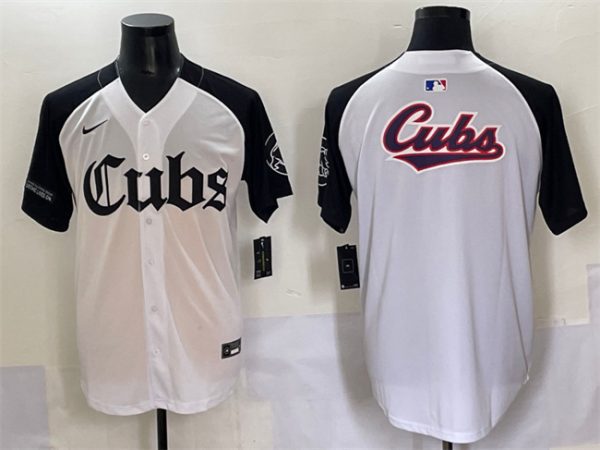 Chicago Cubs Team Big Logo White/Black 'Gothic North Side Edition' Vapor Premier Limited Stitched Baseball Jersey