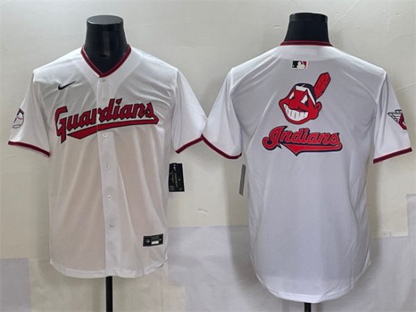 Cleveland Guardians Team Big Logo White Home Limited Stitched Baseball Jersey