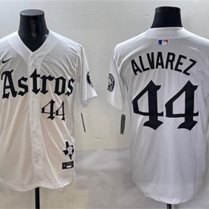 Houston Astros #44 Yordan Alvarez White Gothic 'Houston Born Barrio Raised' Limited Stitched Baseball Jersey