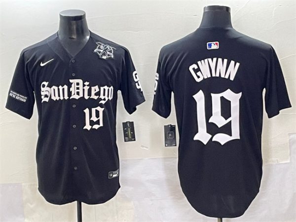 San Diego Padres #19 Tony Gwynn Black Gothic Edition Vapor Limited Stitched Baseball Jersey