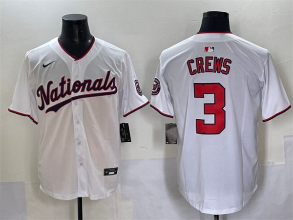 Washington Nationals #3 Dylan Crews White Home Limited Stitched Baseball Jersey
